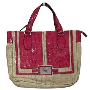 Guess Pink and Cream Embossed Tote